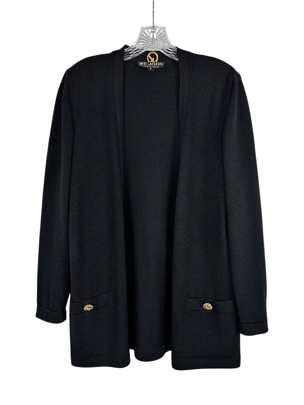 ST. JOHN Santana Knit Black Open-Front Jacket Cardigan - Women's Size Small